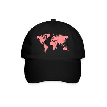 Weltkarte - Baseballkappe - Schwarz/Schwarz - Vorne