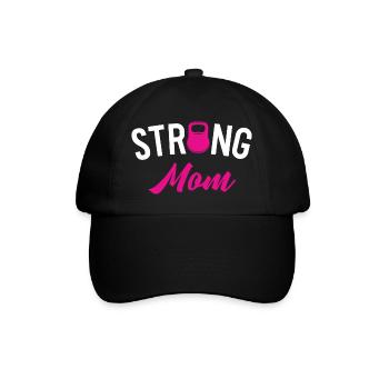 Kettlebell Street Workout Gewichtheben Strong Mom - Baseballkappe - Schwarz/Schwarz - Vorne