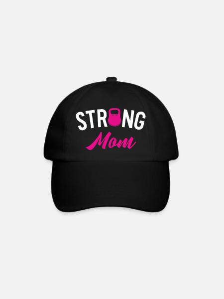 Kettlebell Street Workout Gewichtheben Strong Mom - Baseballkappe - Schwarz/Schwarz