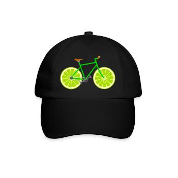 Fahrrad Obst Frucht Limette - Baseballkappe - Schwarz/Schwarz - Vorne