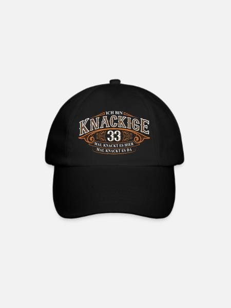 33. Geburtstag Lustiger Spruch - Baseballkappe - Schwarz/Schwarz