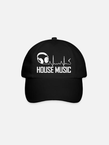 House Music Kopfhörer Herzschlag - Baseballkappe - Schwarz/Schwarz