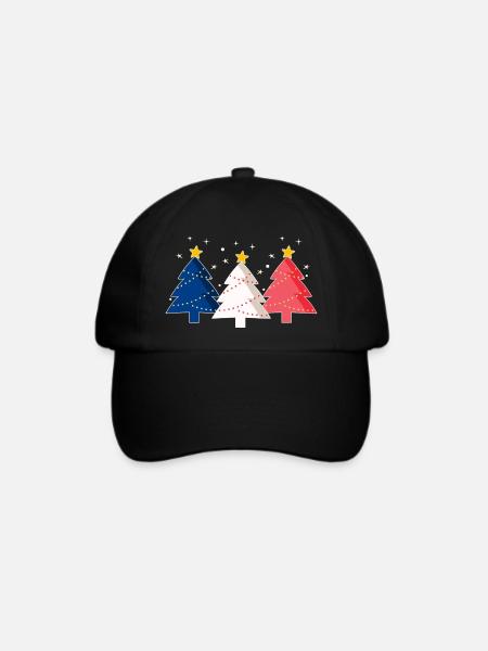 Joyeux Noël Weihnachtsbäume Frankreich Flagge - Baseballkappe - Schwarz/Schwarz