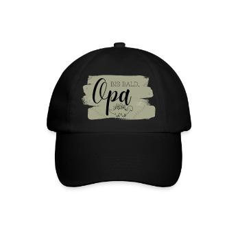 Bis bald, Opa Aufrduck, Dino, Olivgrün - Baseballkappe - Schwarz/Schwarz - Vorne