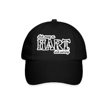 Hart und Würzig Textdesign - Baseballkappe - Schwarz/Schwarz - Vorne