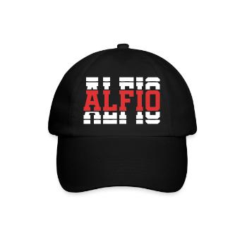Alfio T-Shirt Geschenkidee gestapelter Text - Baseballkappe - Schwarz/Schwarz - Vorne