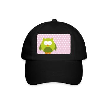 Lustige Eule mit Sternchen rosa | personalisierbar - Baseballkappe - Schwarz/Schwarz - Vorne