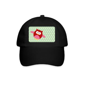 Lustige Eule mit Sternchen grün | personalisierbar - Baseballkappe - Schwarz/Schwarz - Vorne