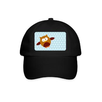 Lustige Eule mit Sternchen blau | personalisierbar - Baseballkappe - Schwarz/Schwarz - Vorne
