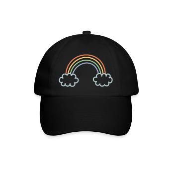 Regenbogen eingefaerbt - Baseballkappe - Schwarz/Schwarz - Vorne
