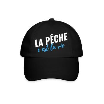 Angeln ist Leben, Humor, Fischer Geschenk - Baseballkappe - Schwarz/Schwarz - Vorne