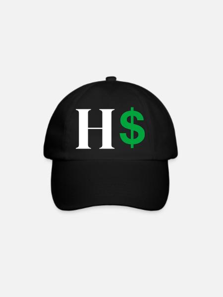 Buchstabe h Dollar - Baseballkappe - Schwarz/Schwarz