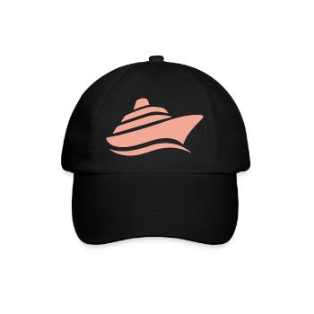 Minimalistische Kreuzfahrt Schiffsreise Silhouette - Baseballkappe - Schwarz/Schwarz - Vorne