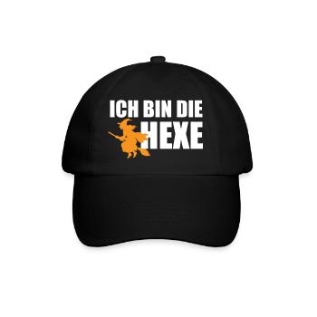 Ich bin die Hexe lustiges Faschingspartner-Kostüm  - Baseballkappe - Schwarz/Schwarz - Vorne