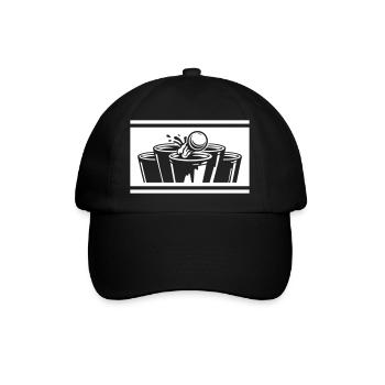 Bierpong Becher Weiß Symbol - Baseballkappe - Schwarz/Schwarz - Vorne