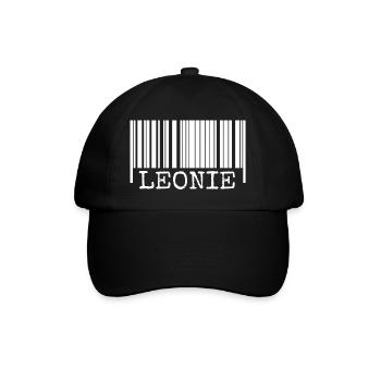 Leonie als Strichcode - Baseballkappe - Schwarz/Schwarz - Vorne