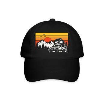 Dachzelt Camping Shirt für Offroad Fans - Baseballkappe - Schwarz/Schwarz - Vorne