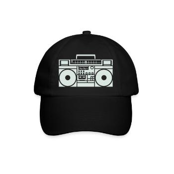 Ghettoblaster Boombox Silhouette - Baseballkappe - Schwarz/Schwarz - Vorne