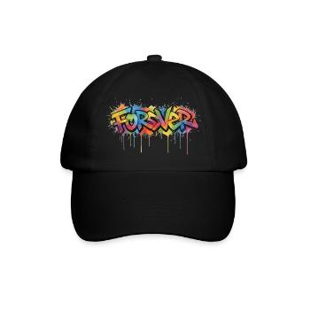Für immer Graffiti-Regenbogen - Baseballkappe - Schwarz/Schwarz - Vorne