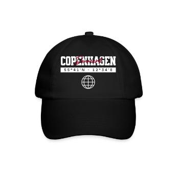 Kopenhagen Dänemark Koordinaten Reise Souvenir - Baseballkappe - Schwarz/Schwarz - Vorne