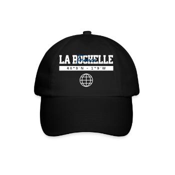 La Rochelle Frankreich Koordinaten Reise Souvenir - Baseballkappe - Schwarz/Schwarz - Vorne