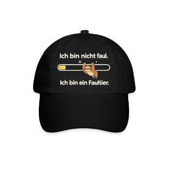 Faultier Humor – Nicht faul, nur gemütlich - Baseballkappe - Schwarz/Schwarz - Vorne