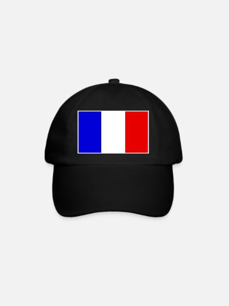 France Flag Classic Frame - Baseballkappe - Schwarz/Schwarz