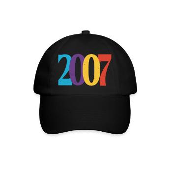 Geboren im Geburtstagsgeschenk-Jubiläum 2007 - Baseballkappe - Schwarz/Schwarz - Vorne