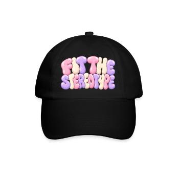 Passe zum Stereotyp Pastellblasen-Buchstabenzitat - Baseballkappe - Schwarz/Schwarz - Vorne