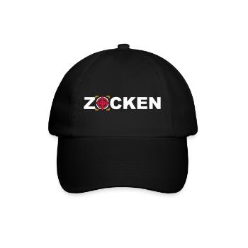 zocken online PC gaming Konsole %zocker #zocken - Baseballkappe - Schwarz/Schwarz - Vorne