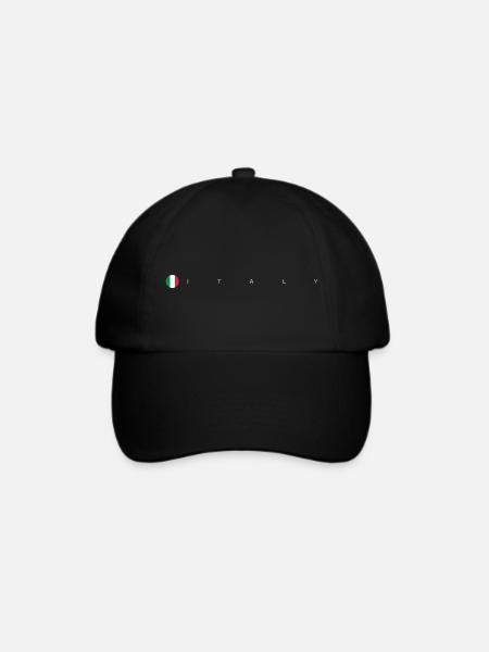 Flagge Italiens - Baseballkappe - Schwarz/Schwarz