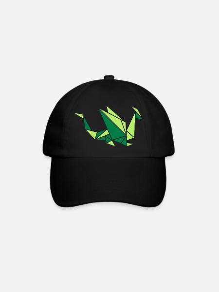 Origami: Drache - Baseballkappe - Schwarz/Schwarz