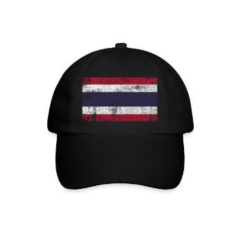 Flagge Thailand Fahne Grunge Retro Vintage - Baseballkappe - Schwarz/Schwarz - Vorne