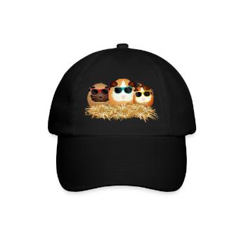 coole Meerschweinchen Gruppe mit Sonnenbrillen - Baseballkappe - Schwarz/Schwarz - Vorne