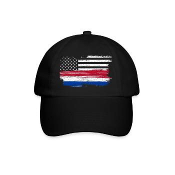 Grunge Flagge Pinselstrich Americana - Baseballkappe - Schwarz/Schwarz - Vorne