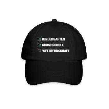 Einschulung | Schulkind 2026 - Weltherrschaft - Baseballkappe - Schwarz/Schwarz - Vorne