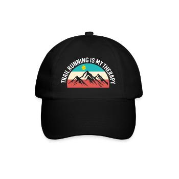 Trailrunning ist meine Therapie - Baseballkappe - Schwarz/Schwarz - Vorne
