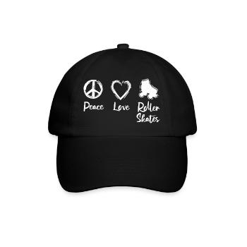 Peace Love Roller Skates - Baseballkappe - Schwarz/Schwarz - Vorne