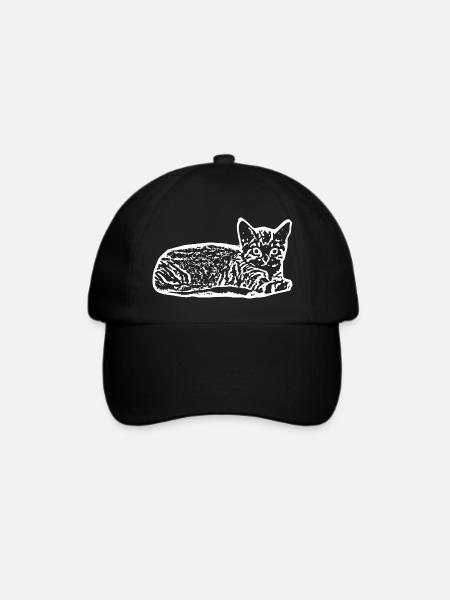 Katze weiß Silhouette Geschenk Katzenliebhaber - Baseballkappe - Schwarz/Schwarz