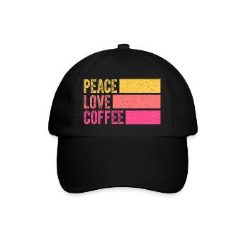 Kaffee trinken Frieden Liebe Kaffee Hemd Kaffee Liebhaber - Baseballkappe - Schwarz/Schwarz - Vorne