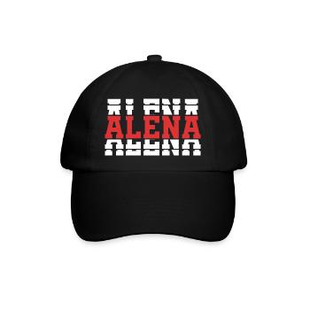 Alena T-Shirt mit gestapeltem Text, Geschenkidee, T-Shirt - Baseballkappe - Schwarz/Schwarz - Vorne