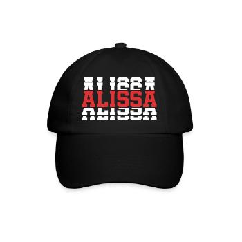 T-Shirt Alissa T-Shirt Geschenkidee gestapelter Text - Baseballkappe - Schwarz/Schwarz - Vorne