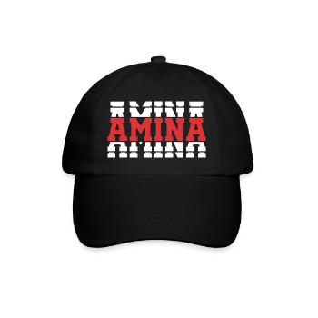 T-Shirt Amina T-Shirt Geschenkidee gestapelter Text - Baseballkappe - Schwarz/Schwarz - Vorne