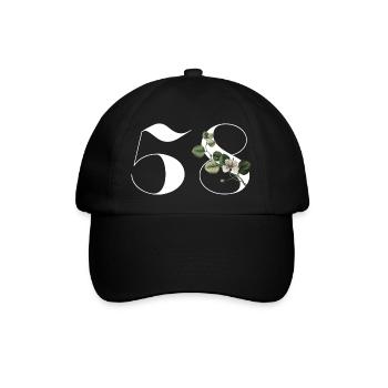 Nummer 58 Blumengrün - 58. Blumengeburtstag - Baseballkappe - Schwarz/Schwarz - Vorne