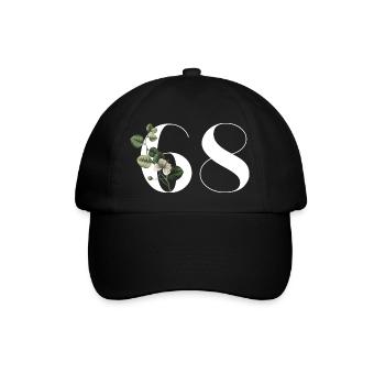 Nummer 68 Blumengrün - 68. Blumengeburtstag - Baseballkappe - Schwarz/Schwarz - Vorne