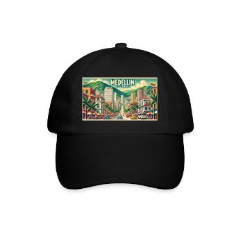 Medellin Kolumbien Vintage Design - Baseballkappe - Schwarz/Schwarz - Vorne