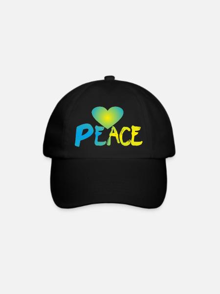 Peace Herz Frieden Friedenszeichen - Baseballkappe - Schwarz/Schwarz