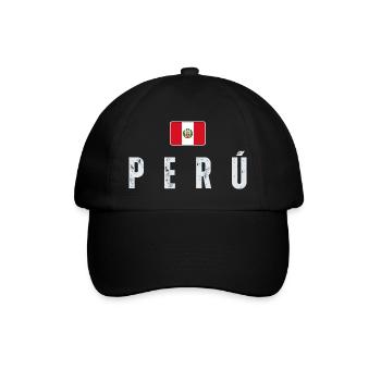 Ich liebe Peru, peruanische Flagge - Baseballkappe - Schwarz/Schwarz - Vorne