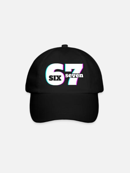 Six Seven 6 7 Meme Fun Design 67 - Baseballkappe - Schwarz/Schwarz