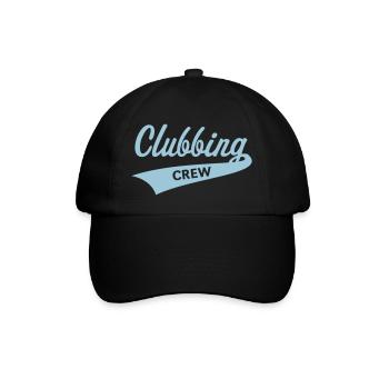 Clubbing Crew (Party / Feiern / Tanzen / Skyblue) - Baseballkappe - Schwarz/Schwarz - Vorne